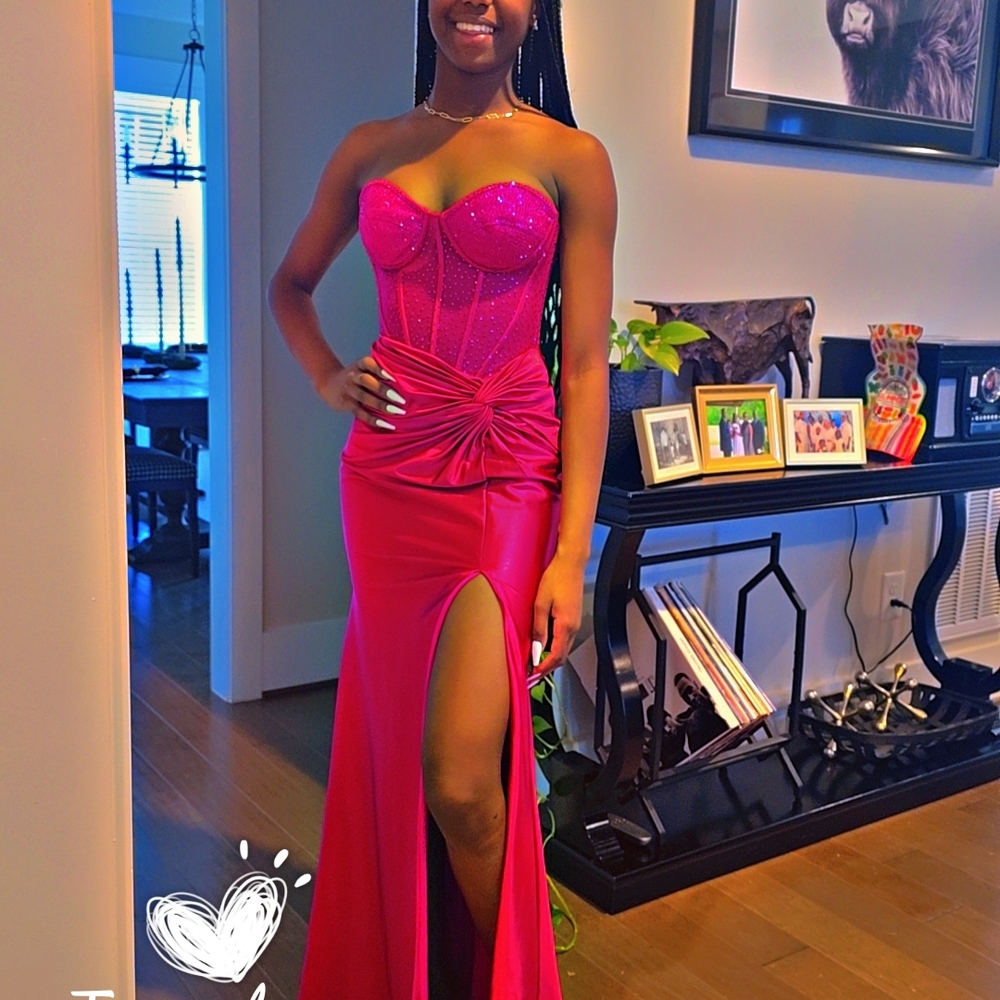 Elegant Pink Corset Strapless Women's Prom Dress